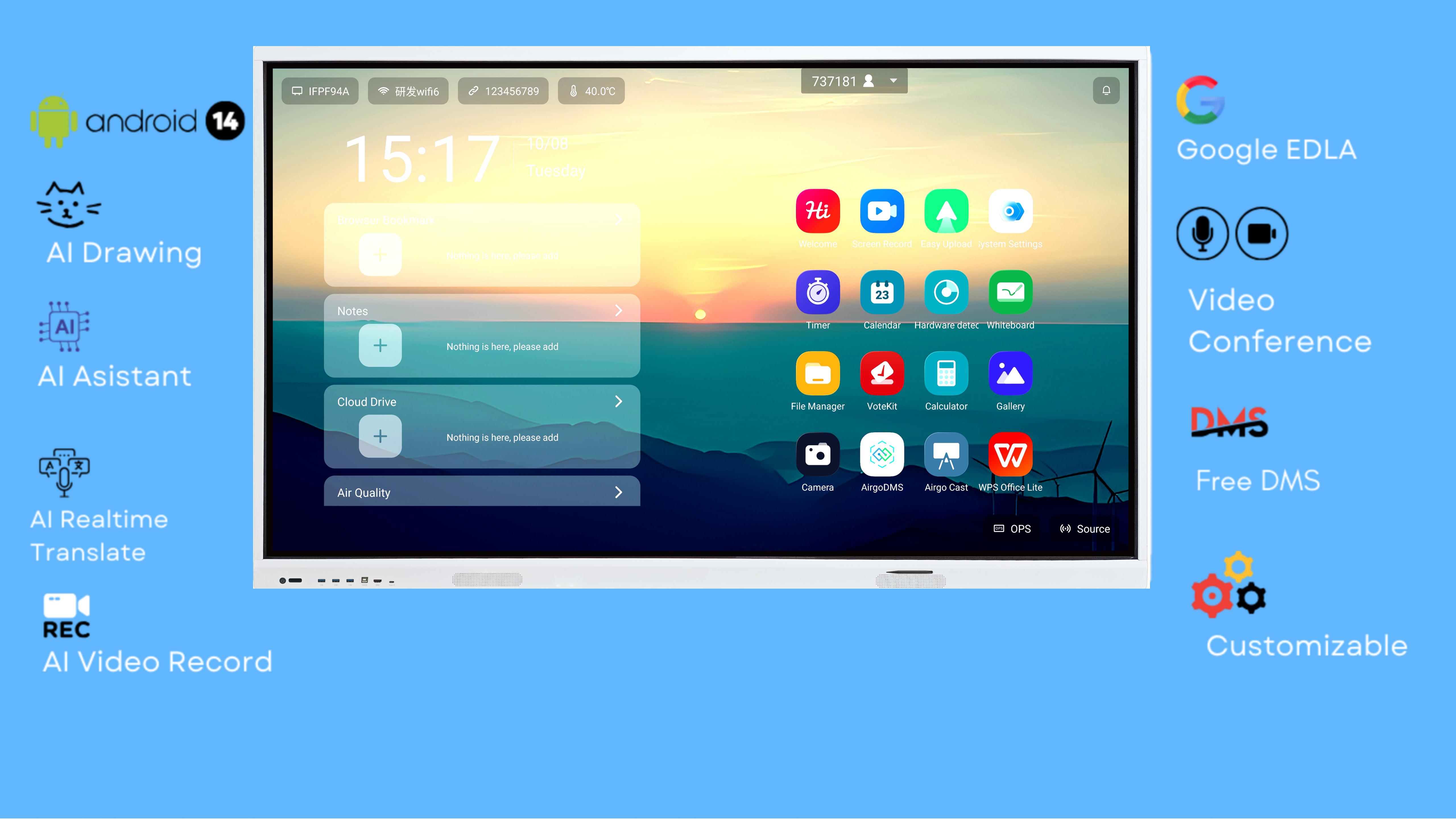 Apollo AIP9679-J Android 14.0 Interactive Flat Panel feature